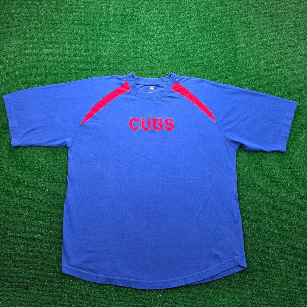 Chicago Cubs MLB Genuine Merchandise Tshirt Mens XL Blue Raglan Baseball Tee